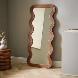 Habitat Wavy Wooden Full Length Wall Mirror - 150x68cm - thumbnail 1