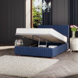 LLB Estella Velvet Kingsize Ottoman Bedframe - Navy - thumbnail 2