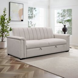 Dorel Charlotte Fabric 3 Seater Sofa Bed - Natural - thumbnail 1