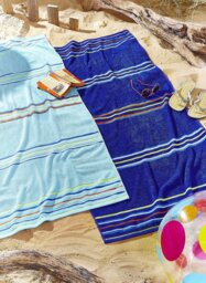 Catherine Lansfield 2 Pack Beach Towel - Navy & Blue - thumbnail 1