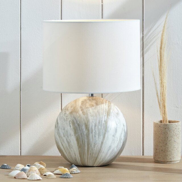 Pacific Viejo Ceramic Stone Effect Table Lamp - Grey & White - image 1