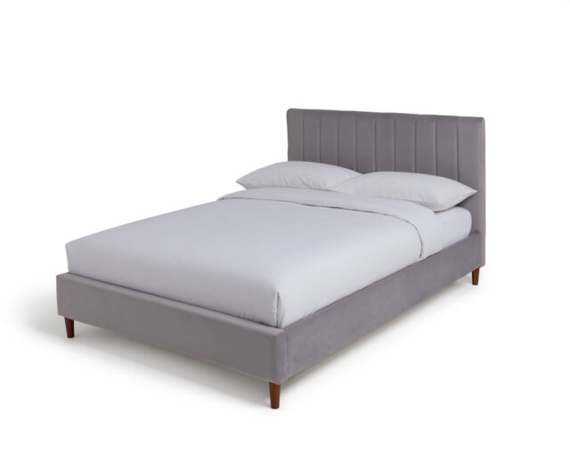 Argos Home Pandora Small Double Velvet Bed Frame - Grey - image 1