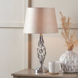 Pacific Jenna Metal Twist Detail Table Lamp - Chrome - thumbnail 2