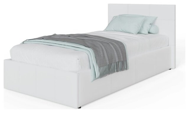 GFW End Lift Single Faux Leather Ottoman Bed - White - image 1