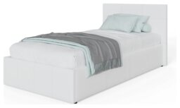 GFW End Lift Single Faux Leather Ottoman Bed - White - thumbnail 1