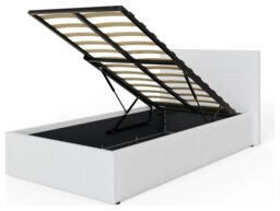 GFW End Lift Single Faux Leather Ottoman Bed - White - thumbnail 2