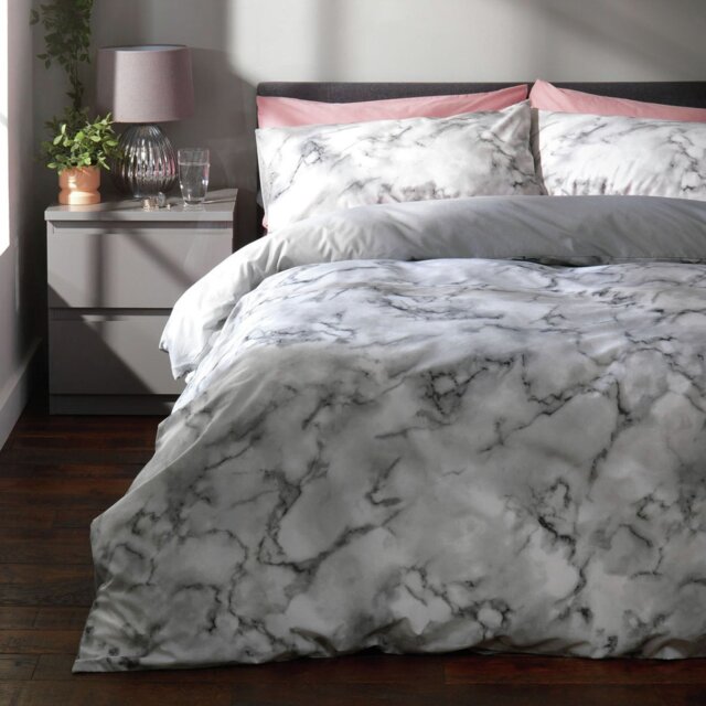 Habitat Marble White & Black Bedding Set - Double - image 1