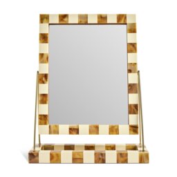 Habitat Checkered Brown & Cream Resin Dressing Table Mirror - 41x33cm - thumbnail 2