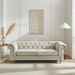 Habitat Chesterfield 2 Seater Fabric Sofa Bed - Natural - thumbnail 1