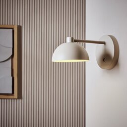 Habitat Steel Rechargeable Mushroom Wall Light - Taupe - thumbnail 1