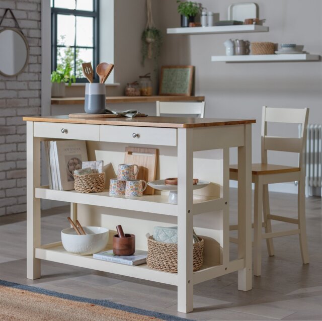 Argos Home Chicago Solid Wood 2 Seater Bar Island - Cream - image 1