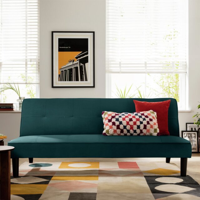 Argos Home Patsy Velvet Clic Clac Sofa Bed - Teal - image 1