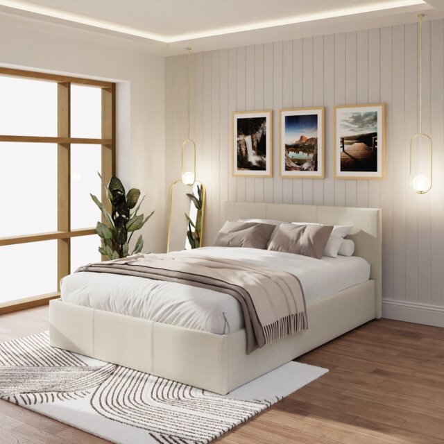 GFW End Lift Kingsize Ottoman Bed with Mattress - Natural - image 1