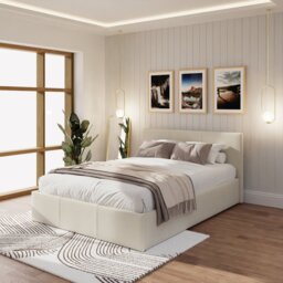 GFW End Lift Kingsize Ottoman Bed with Mattress - Natural - thumbnail 1