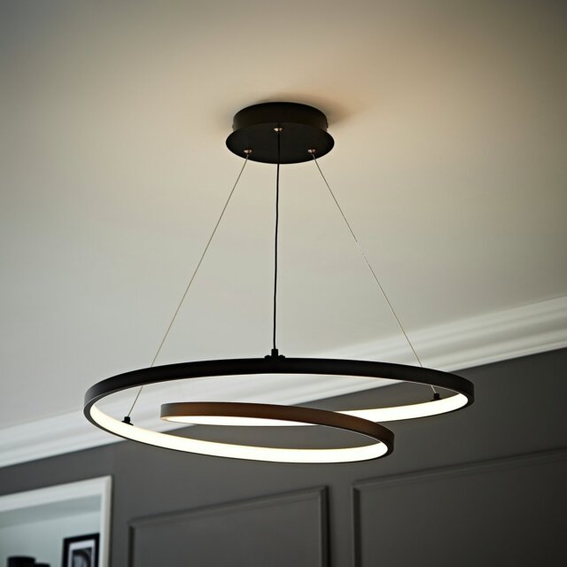 ValueLights Infinity LED Adjustable Loop Pendant Light - Black - image 1