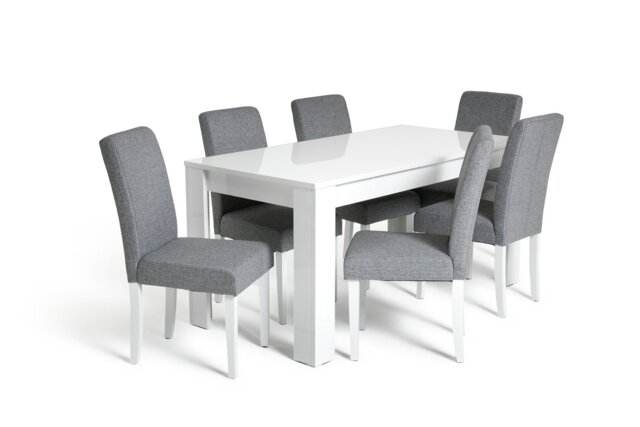 Argos Home Miami Extending Grey Dining Table & 6 Grey Chairs - image 1
