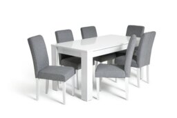 Argos Home Miami Extending Grey Dining Table & 6 Grey Chairs - thumbnail 1