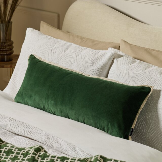 Habitat Lumbar Velvet Cushion - Green - 80x30cm - image 1