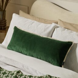 Habitat Lumbar Velvet Cushion - Green - 80x30cm - thumbnail 1