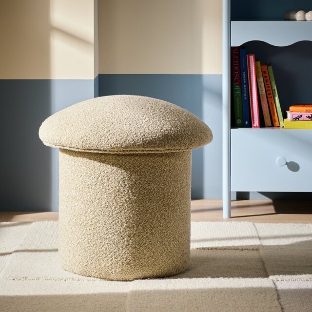 Argos Home Porcini Boucle Footstool - Natural - image 1