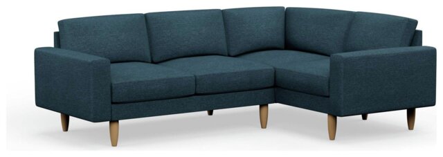 Hutch Fabric Block Arm 4 Seater Corner Sofa - Aegean Blue - image 1