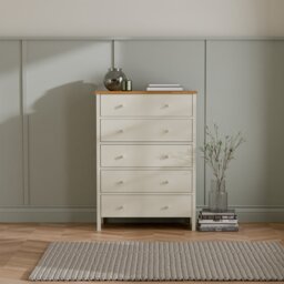 Julian Bowen Coxmoor Wide 5 Drawer Chest - Ivory - thumbnail 1
