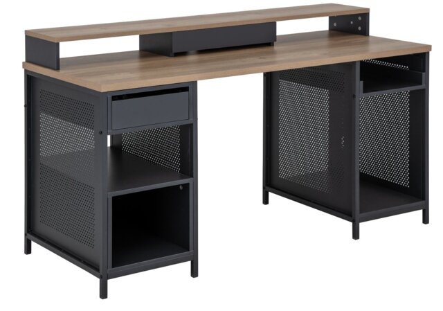 Argos Home Modular 1 Drawer Gaming Desk - Oak Effect & Black - image 1