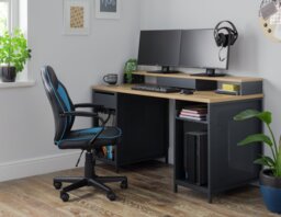 Argos Home Modular 1 Drawer Gaming Desk - Oak Effect & Black - thumbnail 2
