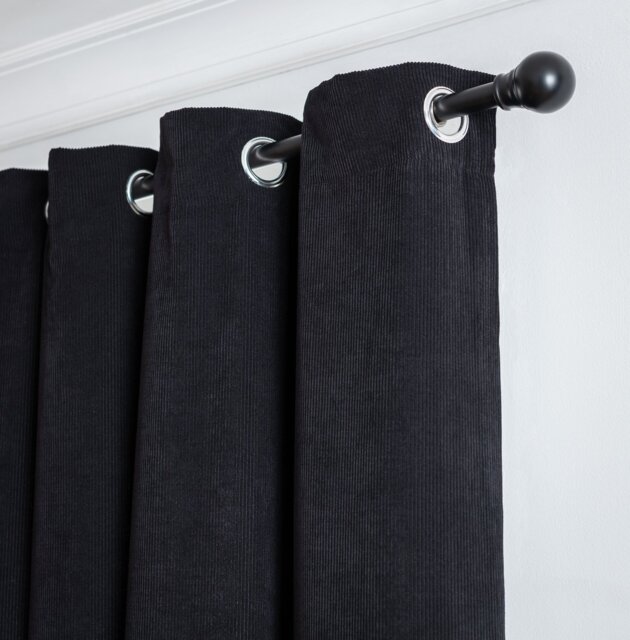 Habitat Cord Eyelet Curtains - Black - 168x183cm - image 1