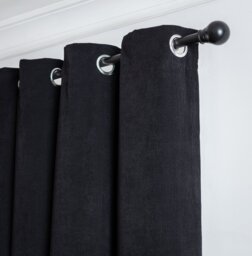 Habitat Cord Eyelet Curtains - Black - 168x183cm