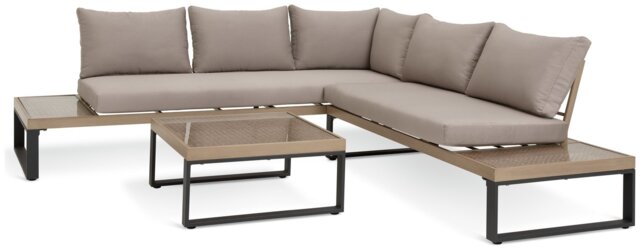 Habitat Zaria 5 Seater Metal Garden Corner Sofa Set -Natural