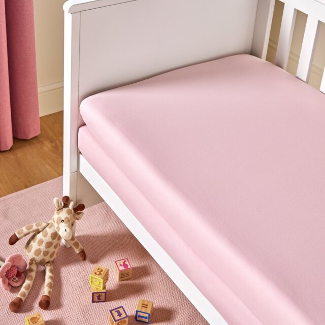 Argos Home Nursery Cotton Jersey 2 Pack Pink Fitted Sheets - Crib - image 1