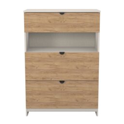 Livara Ready Assembled Canmore 3 Drawer Chest - White & Oak - thumbnail 2