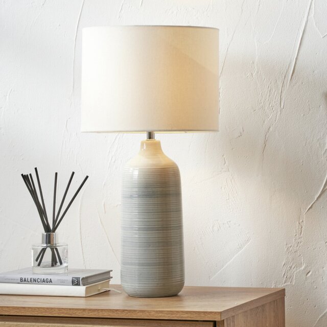 Pacific Venus Ceramic Ribbed Table Lamp - Grey - image 1