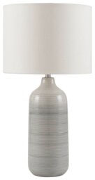 Pacific Venus Ceramic Ribbed Table Lamp - Grey - thumbnail 2