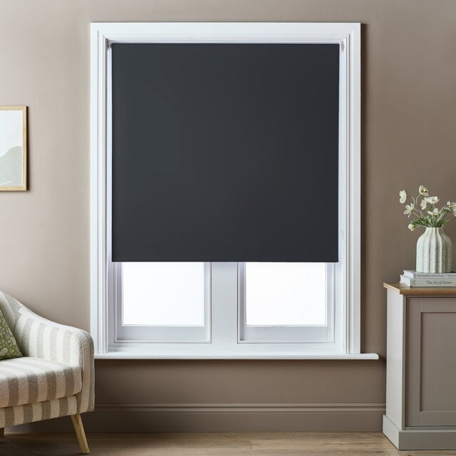 Argos Home No Drill Twist Blackout Black Roller Blind - 120cm - image 1