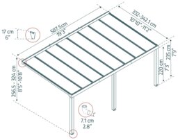 Palram Canopia Stockholm 3.4 x 5.9m Patio Cover Grey Clear - thumbnail 2