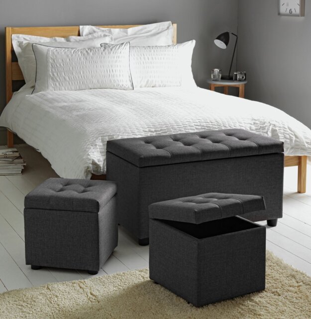 Argos Home Wendover Fabric Ottoman with Stools - Grey - image 1