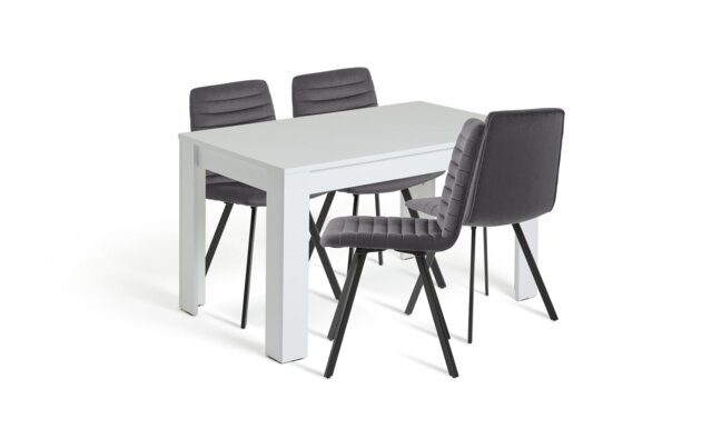 Argos Home Miami White Dining Table & 4 Charcoal Chairs - image 1