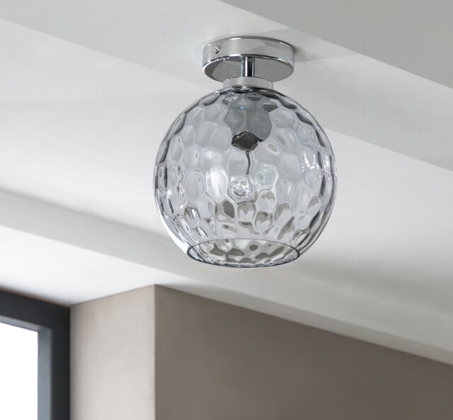 Argos Home Luxe Glass Flush To Ceiling Light - Chrome - image 1