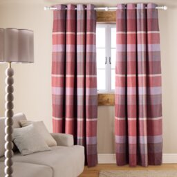 Argos Home Check Blackout Eyelet Curtains - Red - 117x137cm