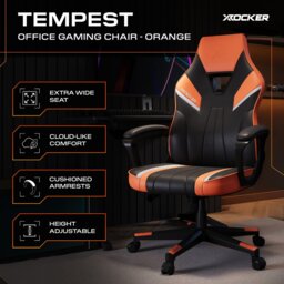 X Rocker Tempest Office Gaming Chair - Black And Orange - thumbnail 2