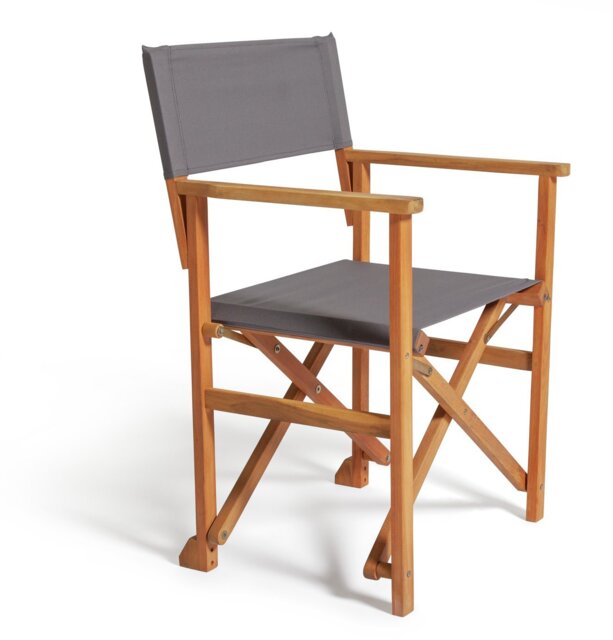 Habitat Folding Wooden Garden Director Chair - Charcoal - image 1