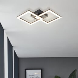 EGLO Palmaves-E Steel LED Flush Ceiling Light - Black - thumbnail 1