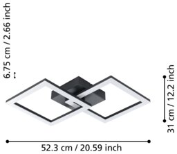 EGLO Palmaves-E Steel LED Flush Ceiling Light - Black - thumbnail 2