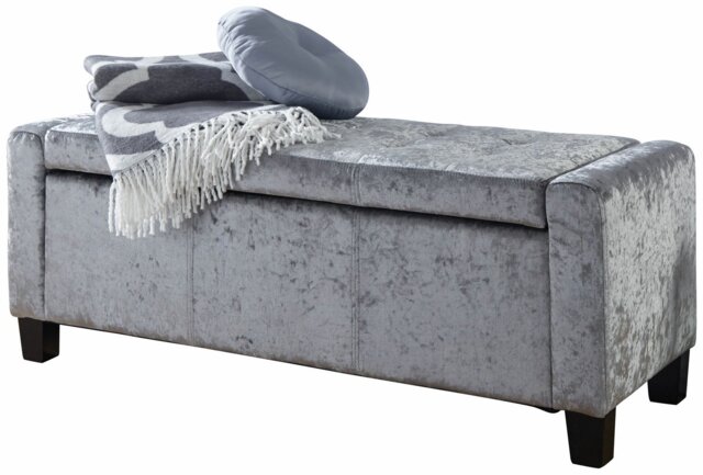 GFW Verona Velvet Ottoman Bench - Grey - image 1