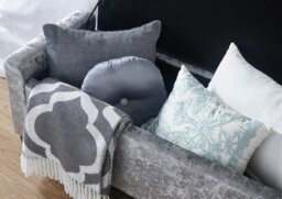 GFW Verona Velvet Ottoman Bench - Grey - thumbnail 2