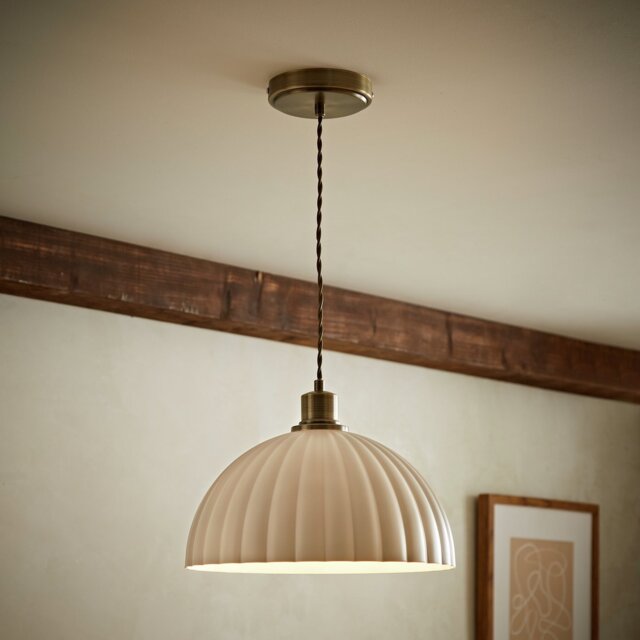 ValueLights Bourton Metal LED Ribbed Dome Pendant Ceiling Light - Gold - image 1