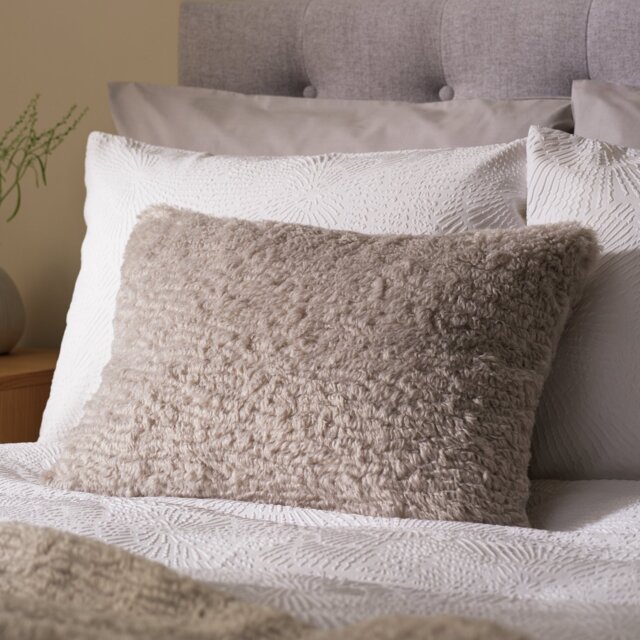 Habitat Faux Shearling Cushion - Grey - 55x40cm - image 1