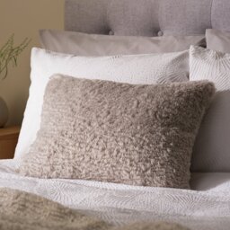 Habitat Faux Shearling Cushion - Grey - 55x40cm - thumbnail 1